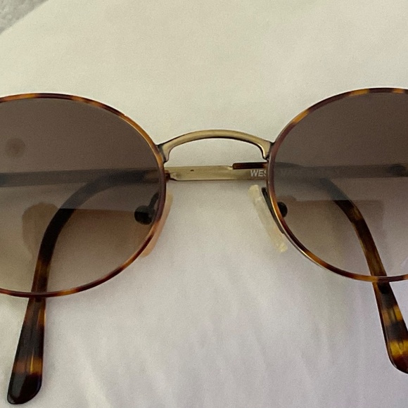 Designer sunglasses gold metal/ tortoise oval  gradient light brown lenses italy - Picture 2 of 9